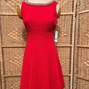 SANDRA Darren princess seam red dress NEW WITH TAGS